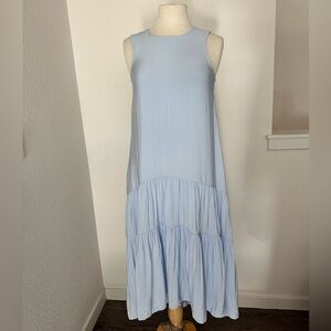 Maeve Anthropologie Sleeveless Light Blue Tiered Maxi Dress